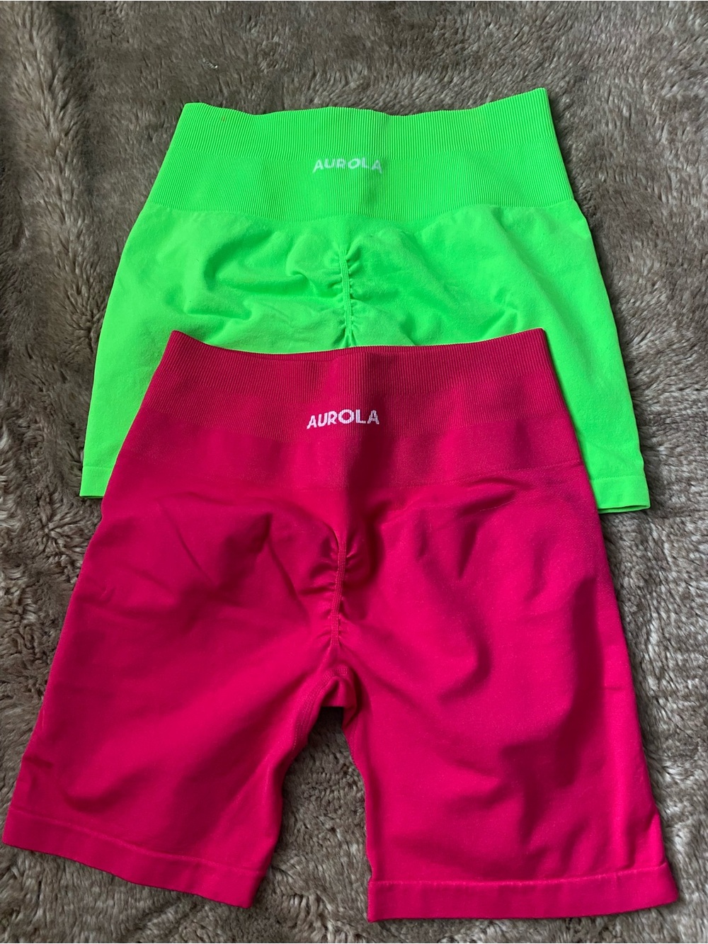 AUROLA Women's High-Waist Athletic Shorts - Neon Green & Hot Pink